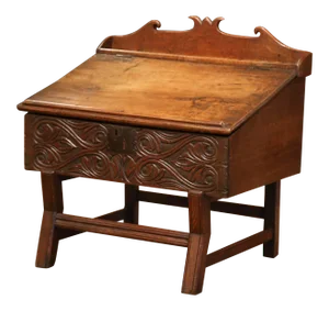 18th Century French Carved Walnut Desk on Legs With Slant Top and Inside Storage
