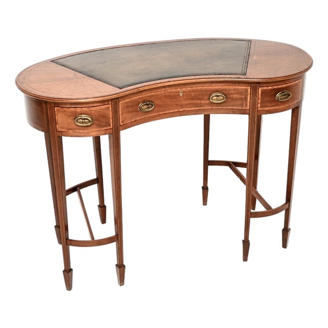 Antique Edwardian Leather Top Kidney-Shaped Desk, 1900s For Sale
