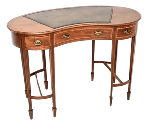 Antique Edwardian Leather Top Kidney-Shaped Desk, 1900s