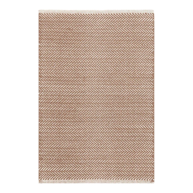 Dash & Albert by Annie Selke Herringbone Stone Woven Cotton Rug, 4' x 6' For Sale