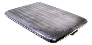 Silver Cigarette Case with Guilloche Stripes