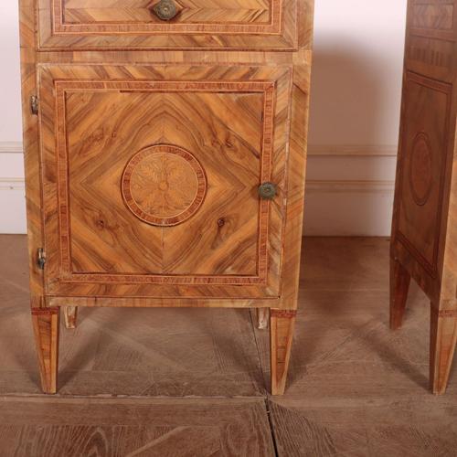 Italian Walnut and Marquetry Bedside Cabinets For Sale - Image 3 of 18