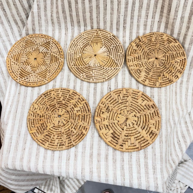 Coastal Star Patterned Woven Seagrass Trivets Set of 5 Chairish