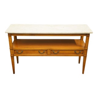Hekman Furniture Italian Neoclassical Tuscan Style 48" Entryway Console Table W. White Granite Top For Sale