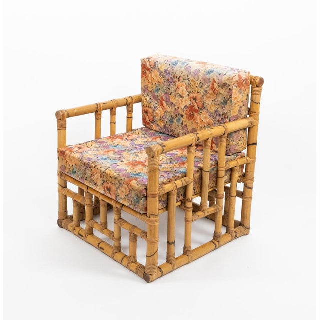 Mid-Century Bamboo and Rattan Armchairs attributed to Vivai del Sud, Italy, 1970s, Set of 2 For Sale - Image 4 of 16