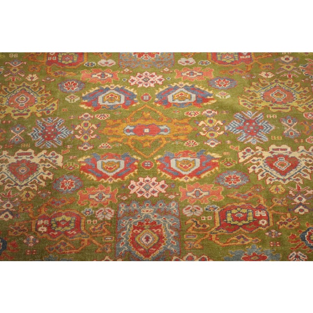 Persian Late 19th Century Zabihi Collection Green Sultanabad Rug For Sale - Image 3 of 12