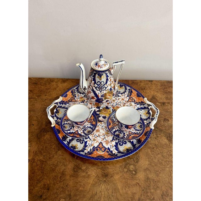 Quality 19th century porcelain coffee set, consisting of a large twin handled platter 38.5cm, two coffee cans with saucers...