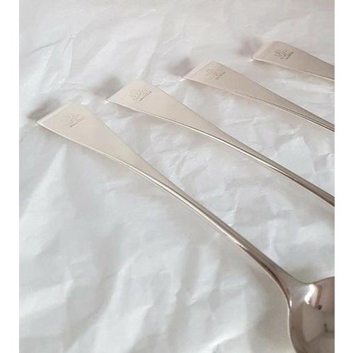 Antique Victorian Sterling Silver English Pattern Spoons, London, 1859, Set of 4 For Sale - Image 4 of 14