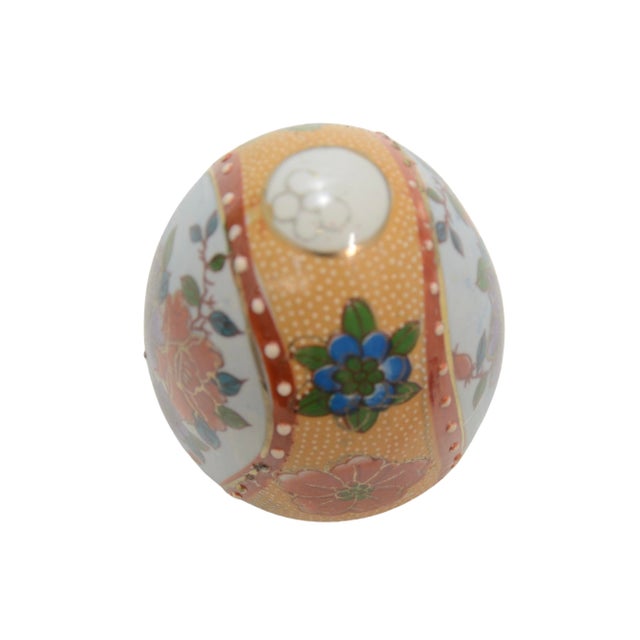 Hand Painted Japanese Ceramic Egg W/ Stand For Sale - Image 4 of 6