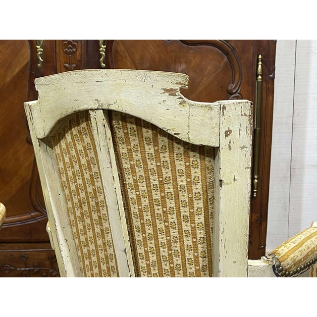Louis XVI Cabriolet Chairs in Beechwood with Polychrome Paint, Set of 2 For Sale - Image 16 of 18