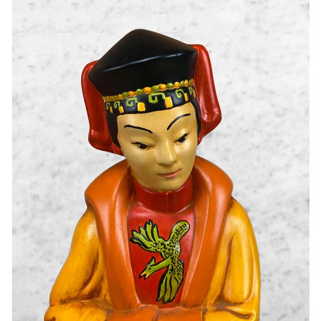 Vintage Chinese Immortal Figural Man & Women Pottery Sculptures - a Pair For Sale - Image 6 of 10