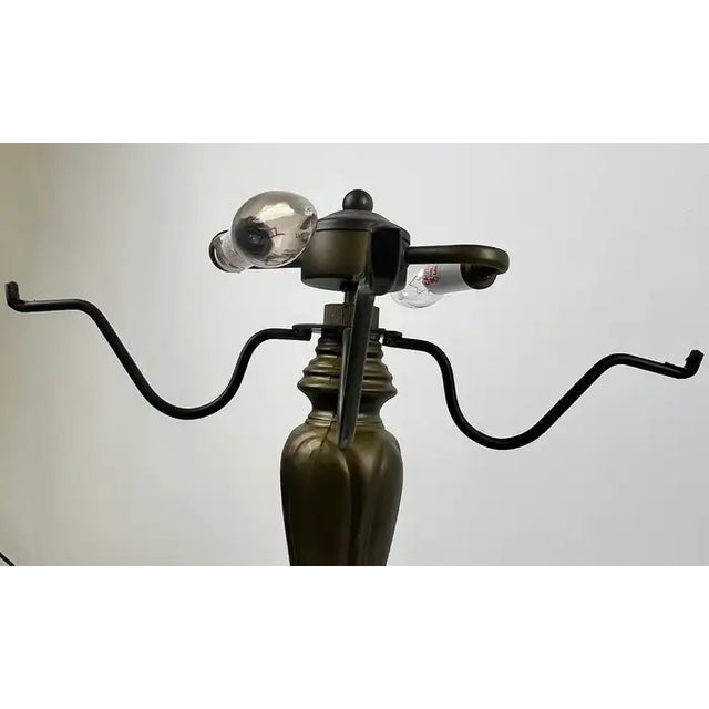 Pairpoint Puffy Style Hand-Painted Floral Table Lamp With Bronze-Finish Base For Sale - Image 10 of 15