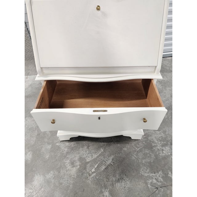 Mid Century John Widdicomb White Painted Slant Front Secretary Desk With Hutch For Sale - Image 10 of 12