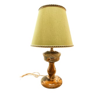 Onyx Table Lamp with Fabric Lampshade For Sale