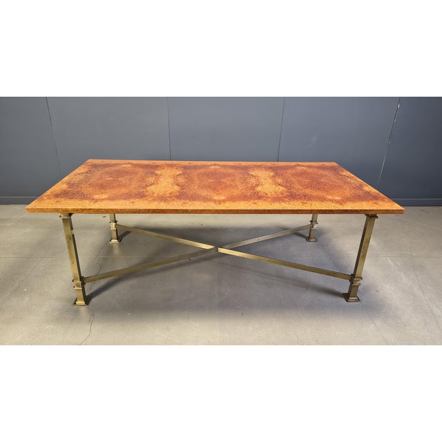 Vintage Burl Wood and Brass Dining Table from Belgo Chrom, 1970s, in Very Good conditions. Designed 1970 to 1979 I have...