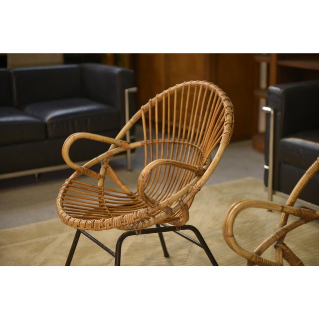 Wood Mid-Century Rattan Armchairs, 1960s, Set of 2 For Sale - Image 7 of 12