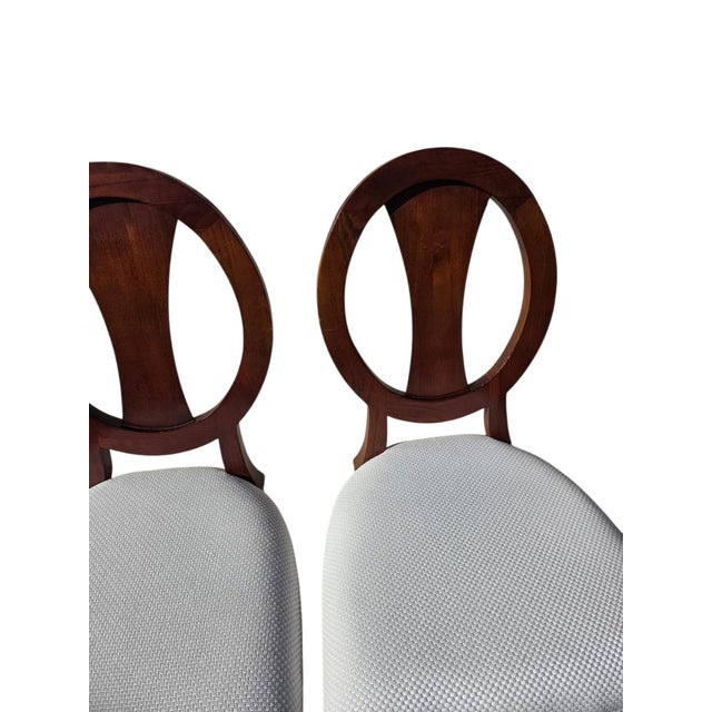 Mission 1990s Ethan Allen Horizons Dining Side Chair Pair Wood Oval Slat Back Accent Living Room For Sale - Image 3 of 15