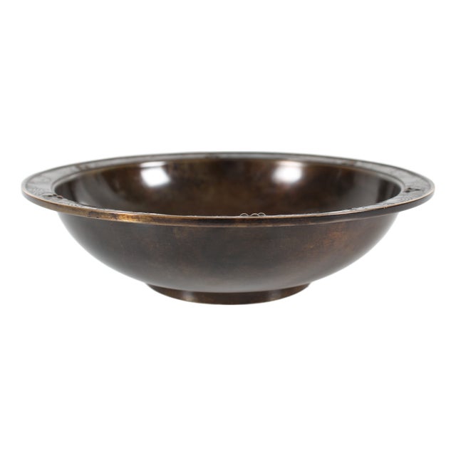 Art Deco Danish Bowl in Bronze with Brown by Just Andersen, 1930s For Sale