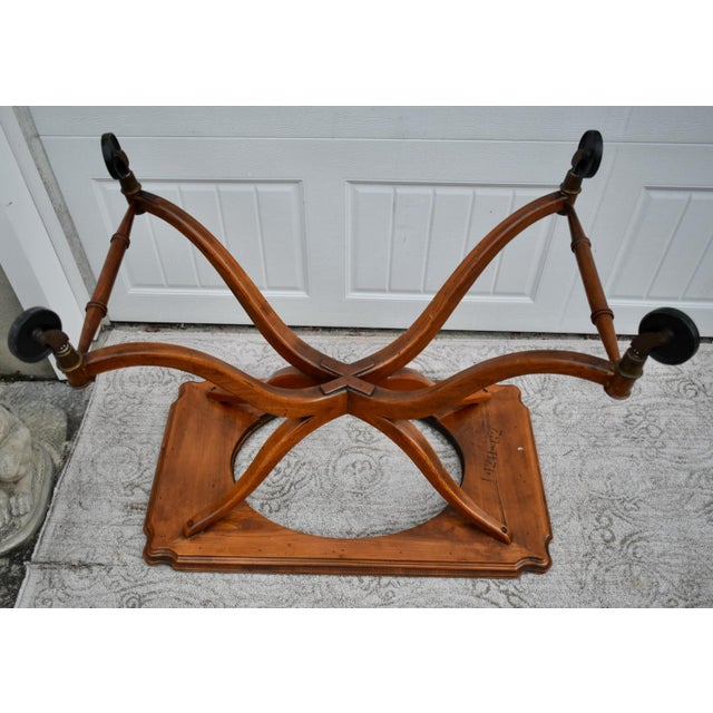 Fruitwood Serving Cart Mid Century Modern Removable Tray Rolling Bar Table 60s For Sale - Image 10 of 12