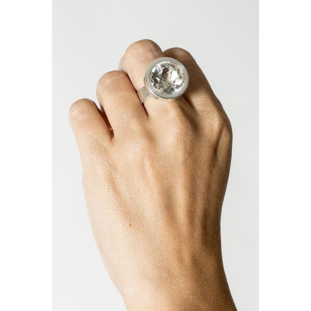 Silver Mid-Century Silver and Rock Crystal Ring by Elis Kauppi, 1964 For Sale - Image 8 of 8