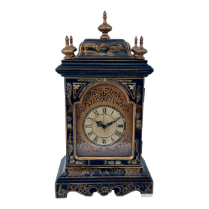 Vtg. Reproductive Chinoiserie Battery Operated Mantel Clock W/Removable Finials