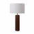 Nova Tambo Table Lamp - Dark Walnut Wood Finish, Weathered Brass, White Linen Shade For Sale - Image 4 of 12