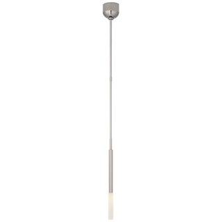 Kelly Wearstler for Visual Comfort Signature Rousseau Single Pendant in Polished Nickel with Etched Crystal For Sale