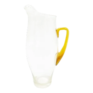 1930's Oversized Vintage Hand Blown Clear & Honey Amber Pitcher