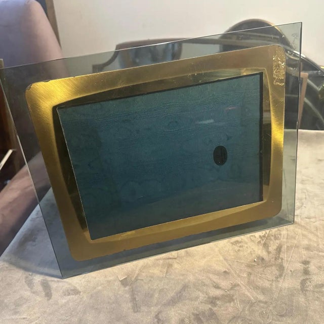 Wood 1960s High Quality Mid-Century Modern Smoked Glass Italian Picture Frame For Sale - Image 7 of 11