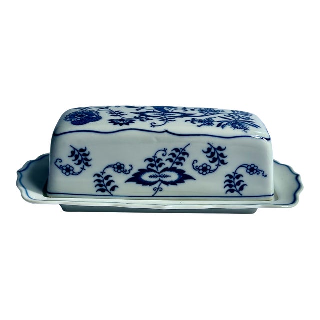 Blue Danube Japan Blue & White Covered Butter Dish, Circa 1950's For Sale