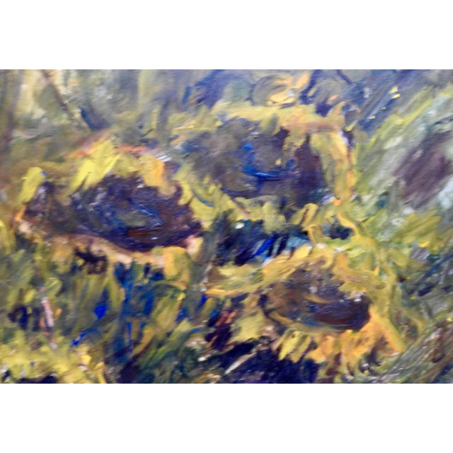 1960s Oil on Board of Sunflowers Signed Anton Weiss For Sale - Image 5 of 10