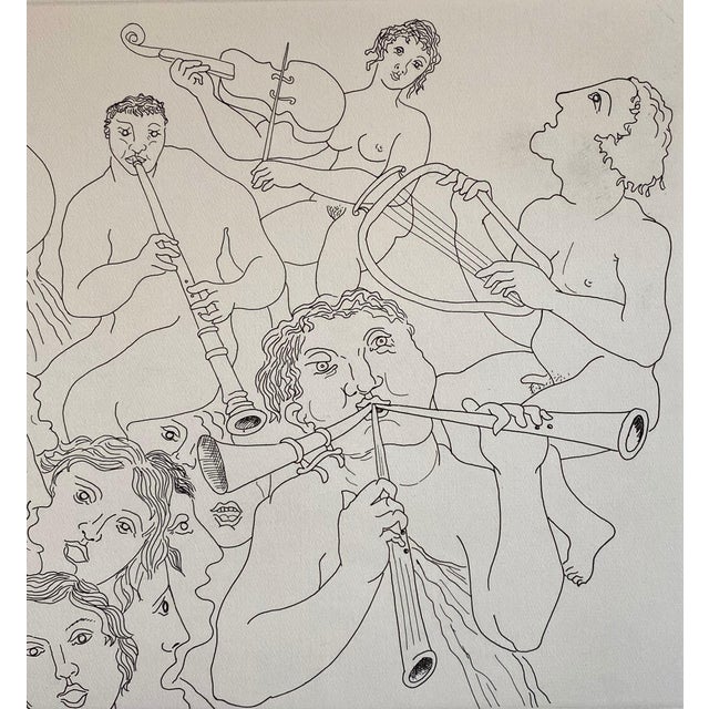 Enrico Baj, Italian Surrealist Aquatint Etching Enrico Baj Pop Art Nude Mod Cherubs Angels, c.1980's For Sale - Image 4 of 8