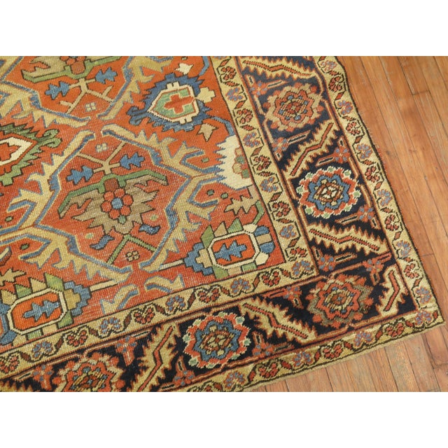 Persian Antique Persian Heriz Karadja Square Oriental Rug - 8'3" x 9' For Sale - Image 3 of 6