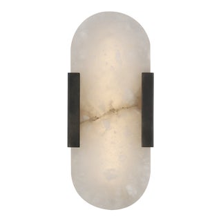 Kelly Wearstler for Visual Comfort Signature Melange 10" Elongated Sconce in Bronze with Alabaster For Sale