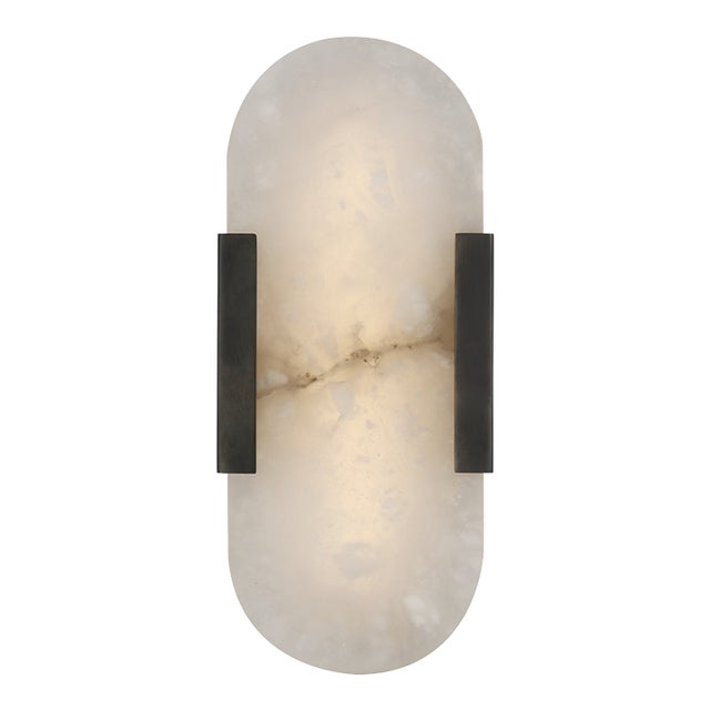 Kelly Wearstler for Visual Comfort Signature Melange 10" Elongated Sconce in Bronze with Alabaster For Sale
