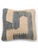 Sand and slate gray color-block band kilim throw pillow by Arteverk, 17 x 17 inches. The front is handwoven Afghan wool...