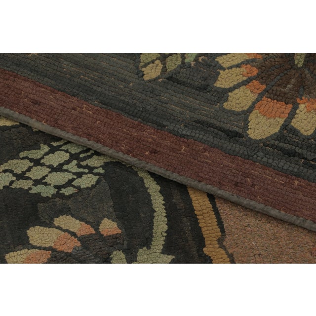 Textile Antique Hooked Rug With Floral Garland Design in Beige and Green - Rug & Kilim For Sale - Image 7 of 7