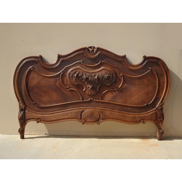 Bed Frame ~ Antique French Louis XVI Brown Headboard Fb & Rails For Sale In Los Angeles - Image 6 of 13