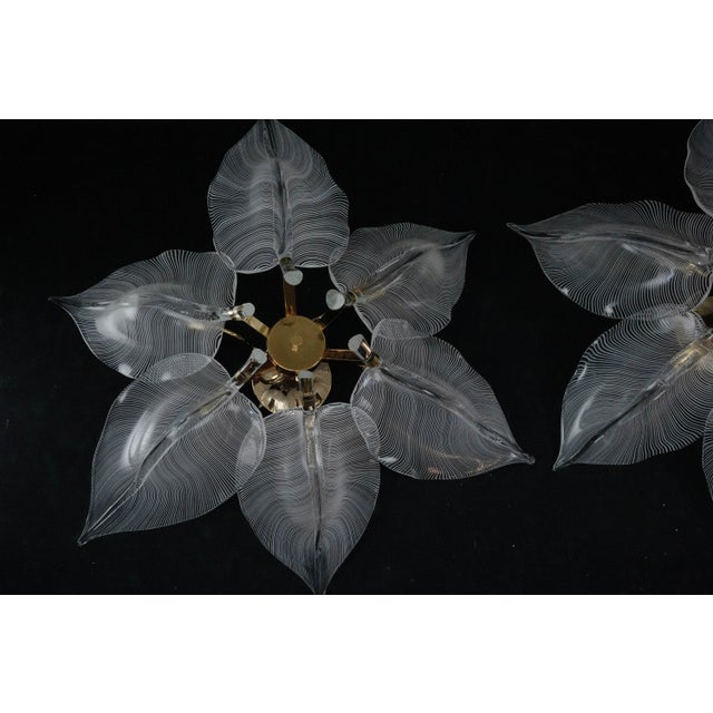 1970s Large Murano Glass Leaf Flush Mounts from Franco Luce, 1970s, Set of 2 For Sale - Image 5 of 18