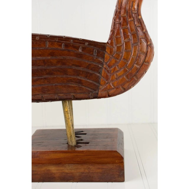Wood 1985 Johnny Wyres "Hen Pheasant" Hand Carved Wooden Folk Art Bird For Sale - Image 7 of 13