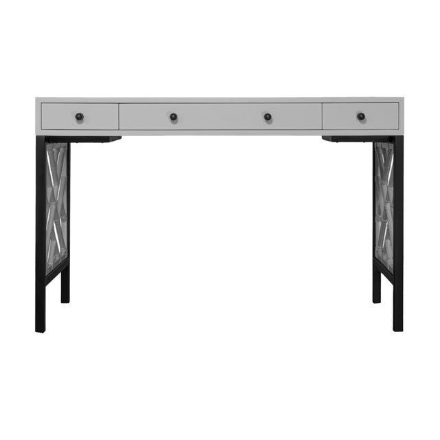 David Francis Chippendale Writing Desk - Light Gray For Sale - Image 4 of 9