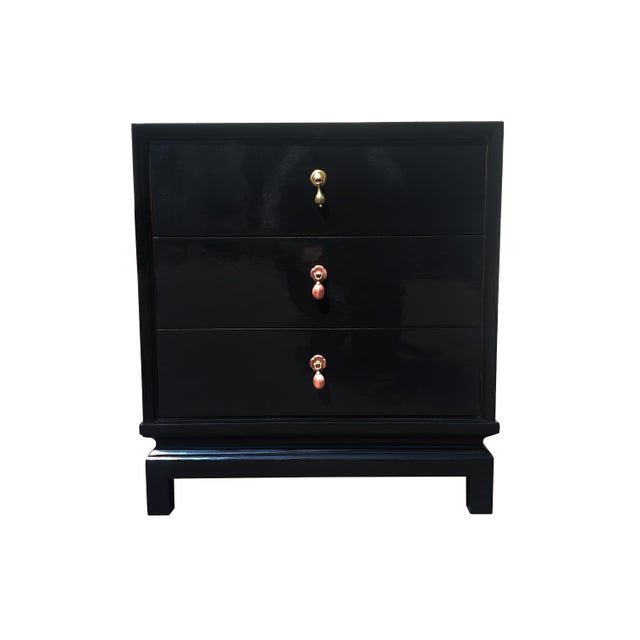 An American Of Martinsville Black Lacquer Nightstand Dresser
