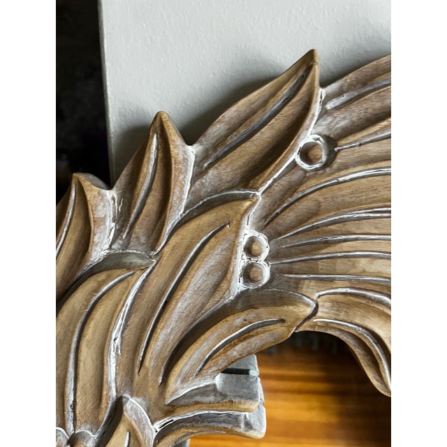 1970s Serge Roche Style Palm Beach Frond Leaf Carved Mirror For Sale - Image 5 of 9