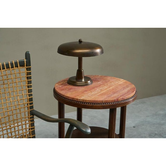 1920s Art Deco Side Table in Oak and Red Travertine, 1930s For Sale - Image 5 of 14
