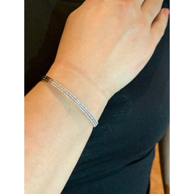 1.3 Carat Diamond Three Rows Bangle /Bracelet in 18 Karat White Gold 15 Grams For Sale - Image 9 of 18