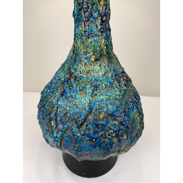 Ceramic Large Mid-Century Ceramic Table Lamp Blue and Beige For Sale - Image 7 of 7