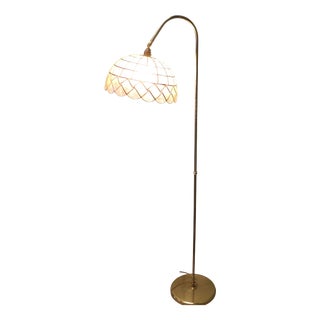 Edwardian Floor Standing Brass Reading Lamp, 1930s For Sale