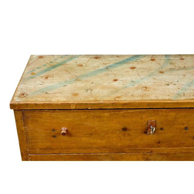 Brown Traditional Swedish Painted Chest of Drawers, 1850 For Sale - Image 8 of 9