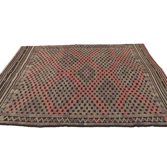 Mid 20th Century Vintage Decorative Embroidered Kilim Rug For Sale - Image 4 of 7