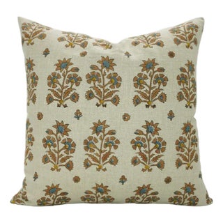 Fabdivine Indian Block Print Cushion Cover 16x16 Inch Pure Linen- Sadabahar For Sale